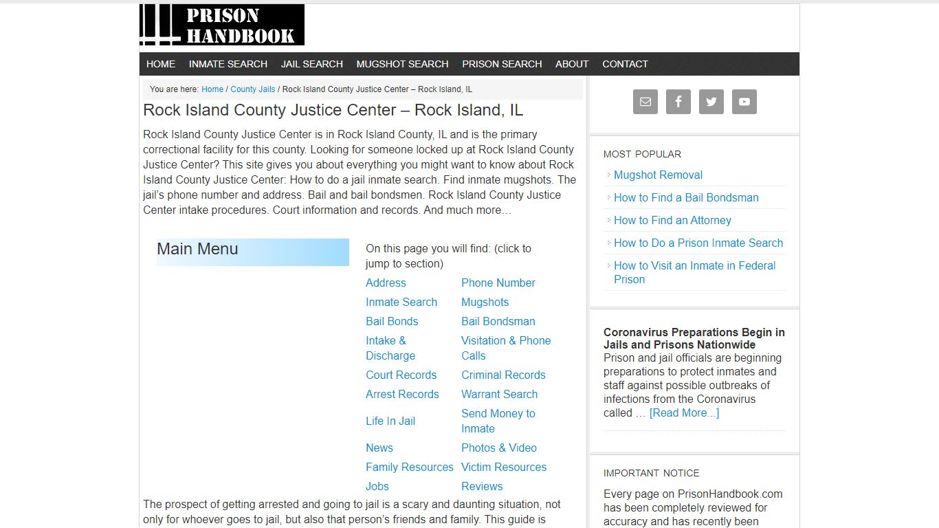 Rock Island County Justice Center – Rock Island, IL - Prison Handbook